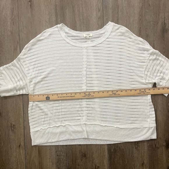 UMGEE USA White Oversized Knit Top Shirt Textured Semi Sheer Beach Tunic Large‎ - Picture 4 of 8